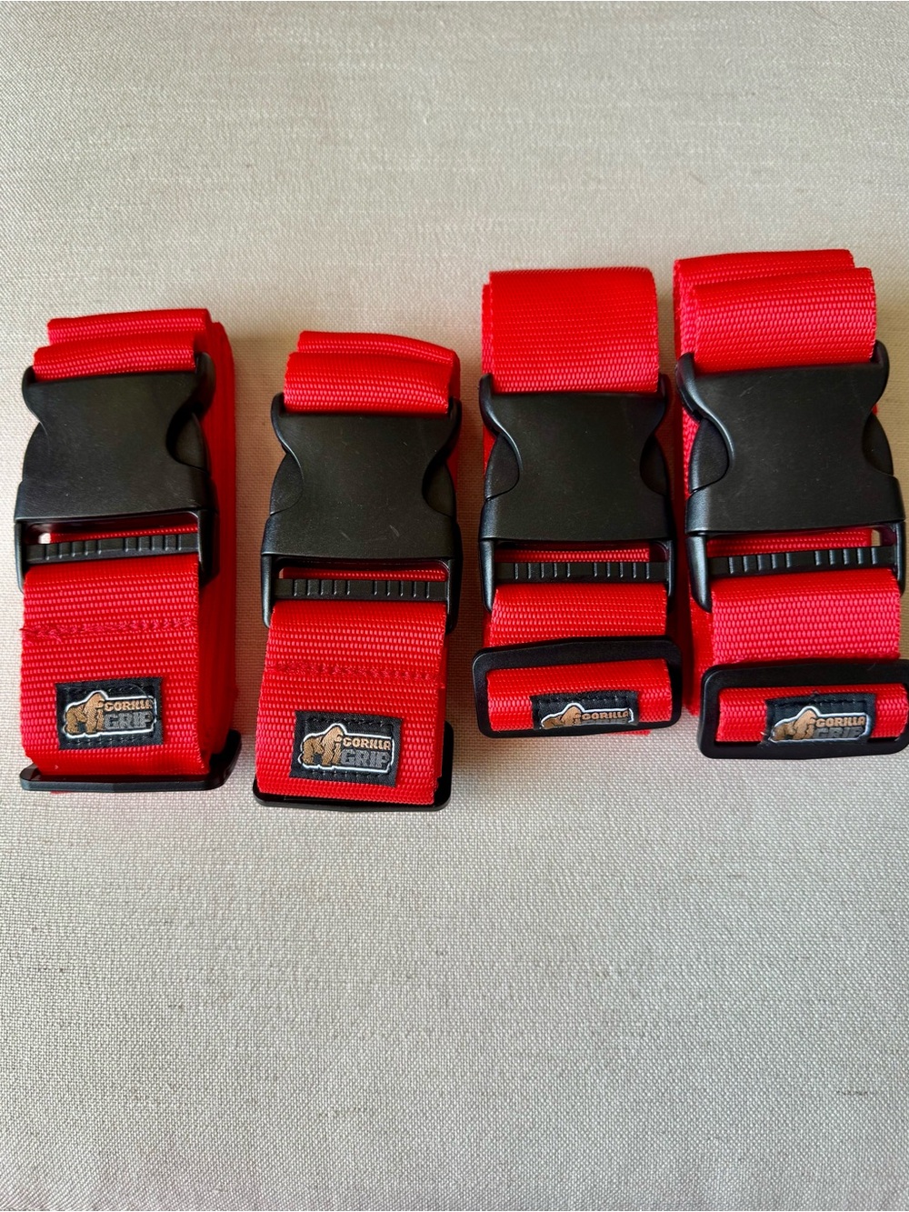 Gorilla Grip Red Luggage Straps with Quick-Release Buckles - Set of 4
